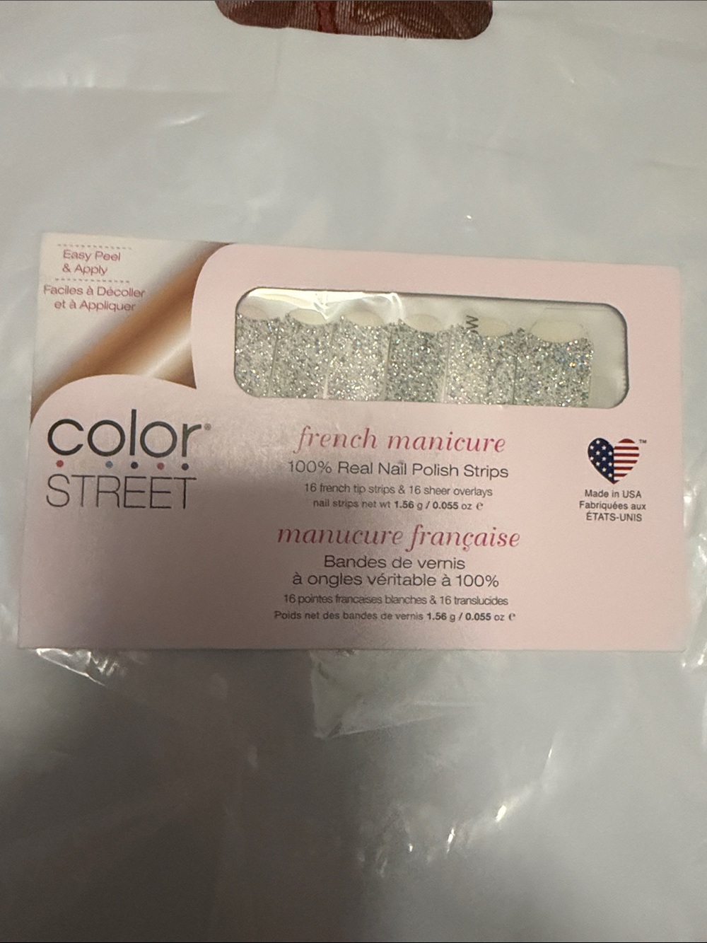 Color Street Silver Glitter French Manicure Nail Polish Strips